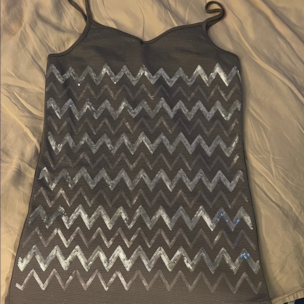 Vanity Black and Silver Zigzag Camisole